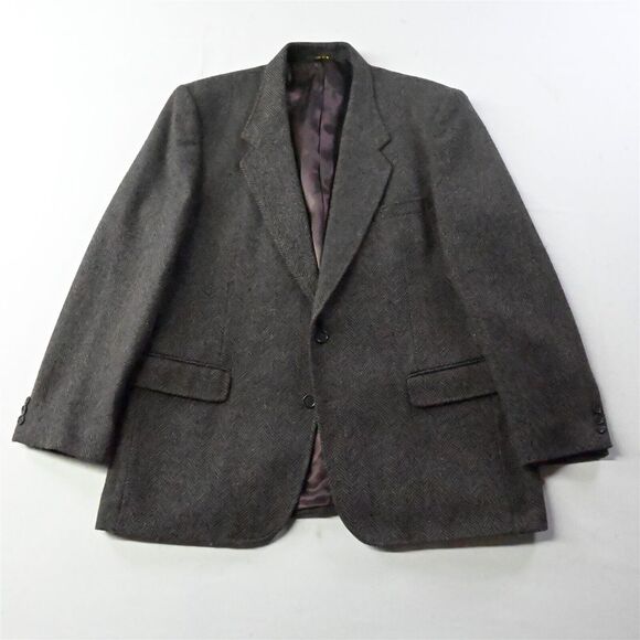 Vtg The Mens Store 46R Brown Herringbone Tweed Wool Blazer Sport Coat‎ Jacket